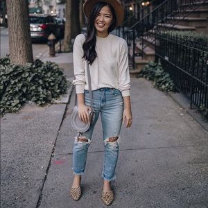 High rise ripped mom jeans